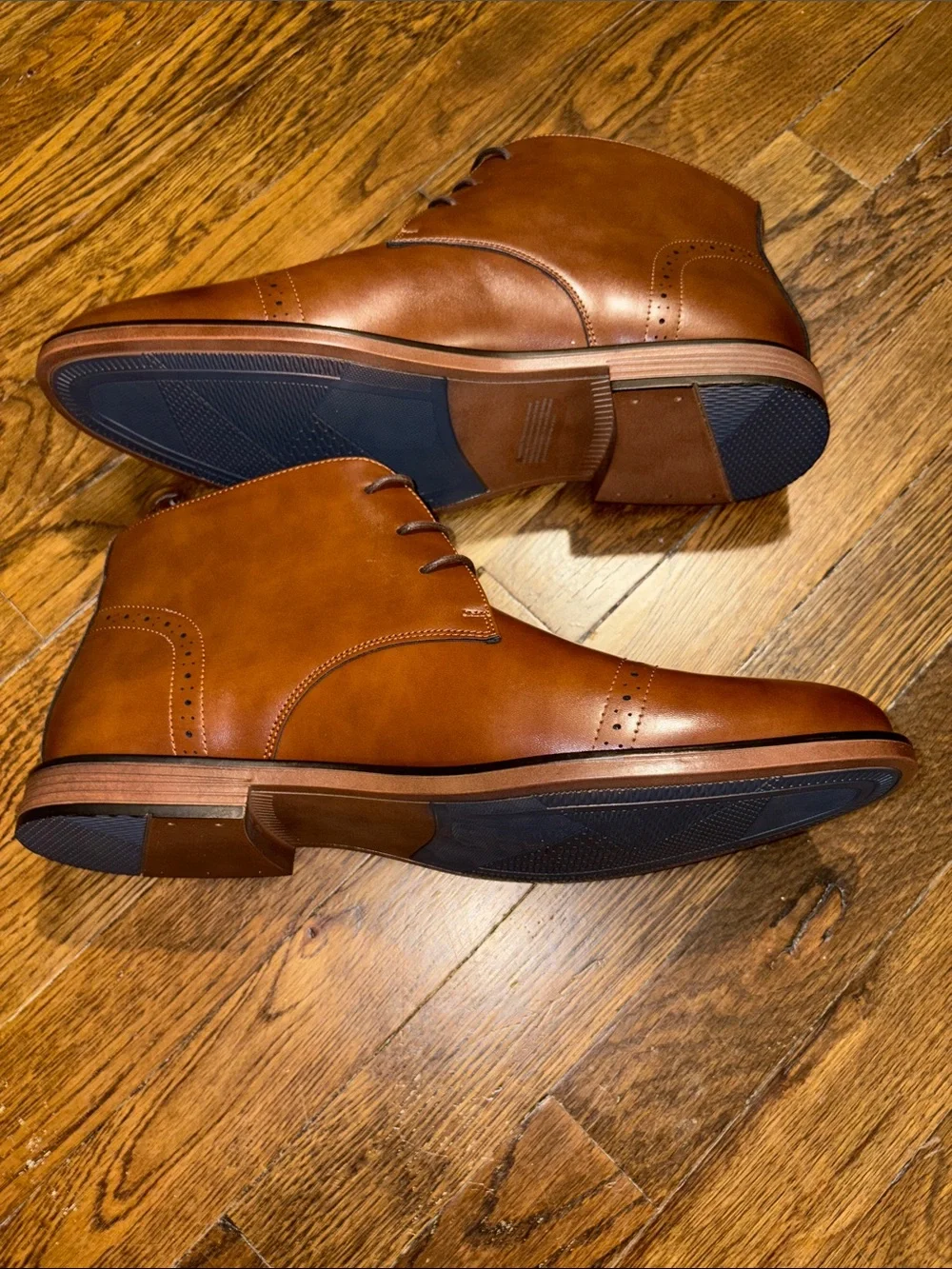 BRAND NEW! Men's Cognac Leather Lace-Up Boots